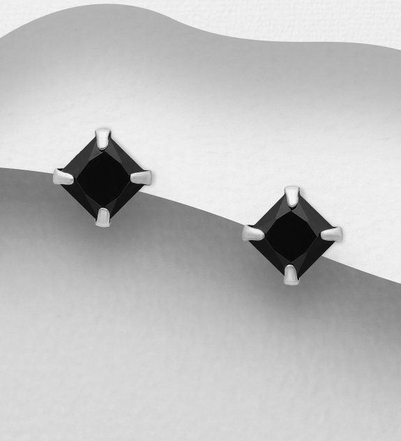 Silver Push-Back örhängen med CZ-Diamant