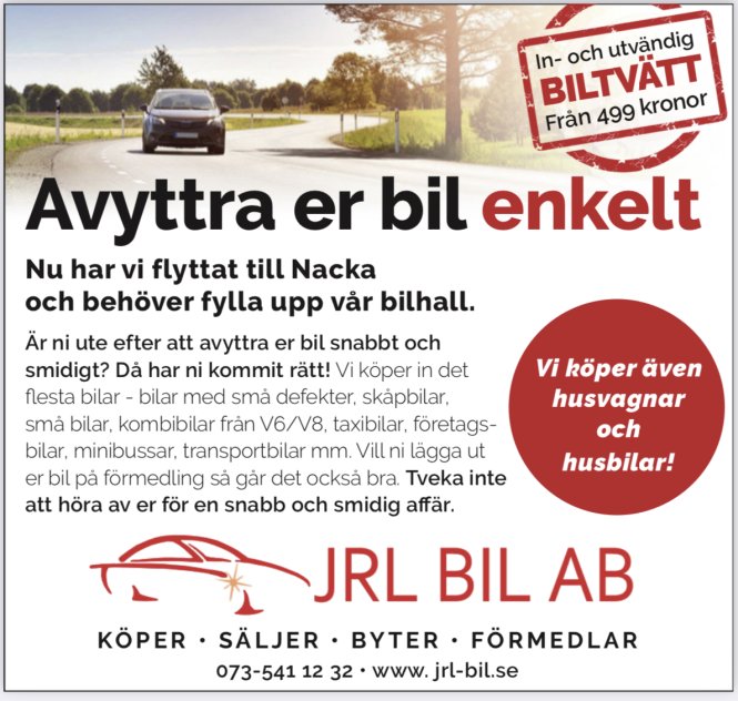 Avyttra eran Husvagn Husbil Köpes JRL