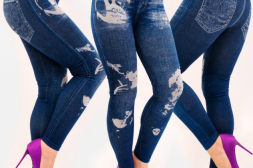 Leggings Jeans, stort tryck, hög midja
